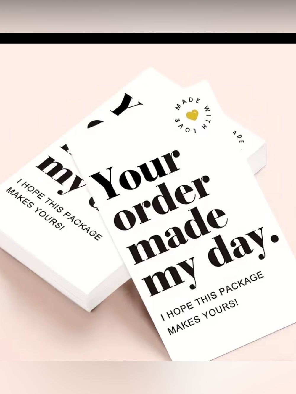 Your Order Made My Day Graphic Thank You Card - White & Black